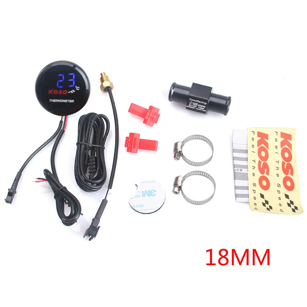 Universal Motorcycle Thermometer Instruments Water Temp Temperature Digital Display Meter Gauge Sensor Adapter For KOSO