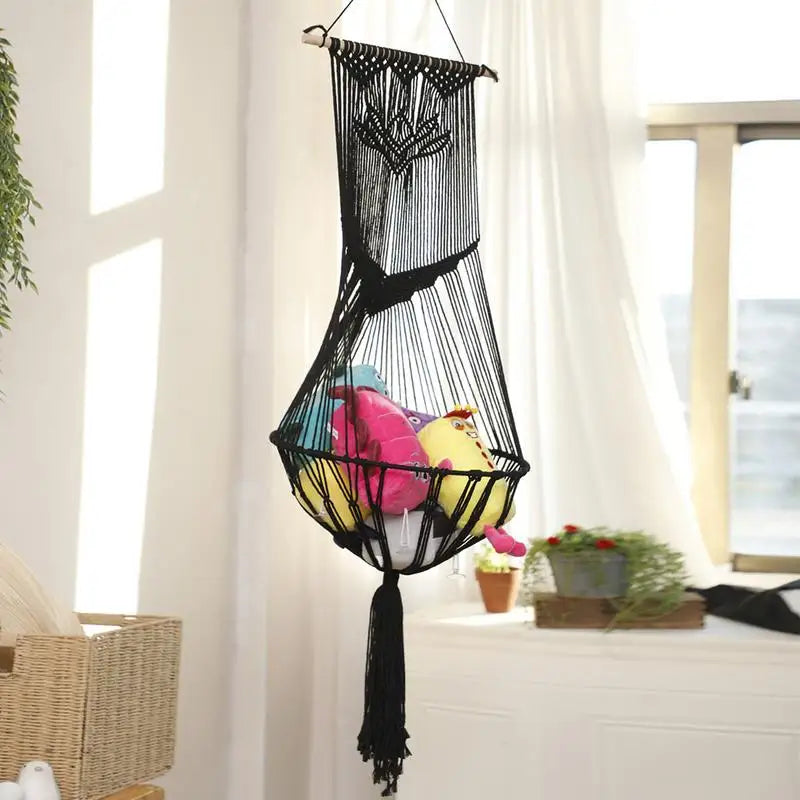 Boho Cat Swing Bed Hand-Woven Bohemia Cat Bed Kitten Hammock Bed Space-Saving Swing Bed For Home Living Rooms Balcony Bedrooms