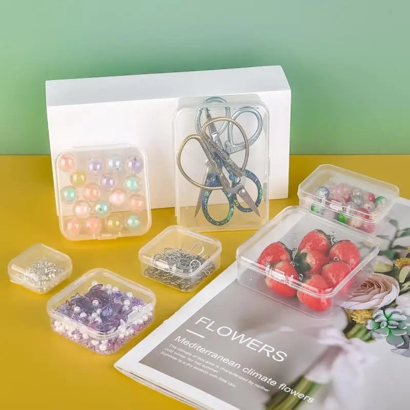 10Pcs PP Storage Box Mini Transparent Plastic Case Container Square Rectangle Packaging Box For Jewellry Beads Small Items