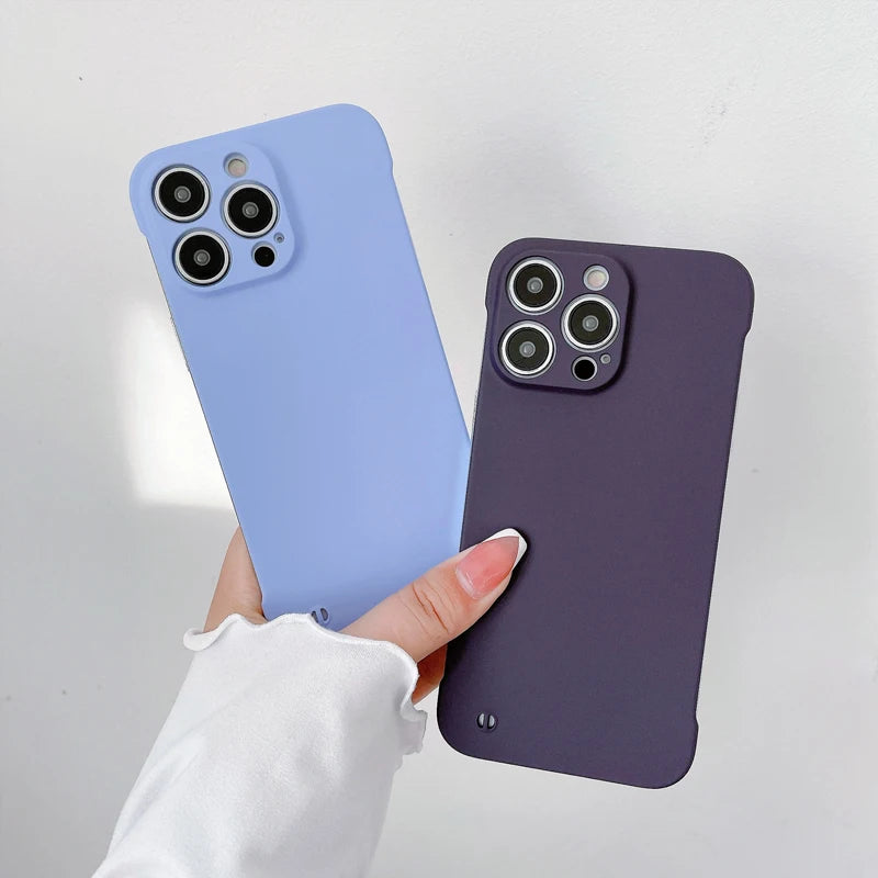 Ultra Thin Frameless Phone Case For iPhone 15 14 12 13 11 16 17 Pro Max 16 Plus Matte PC Hard Back Cover For iPhone 17 Air Cases