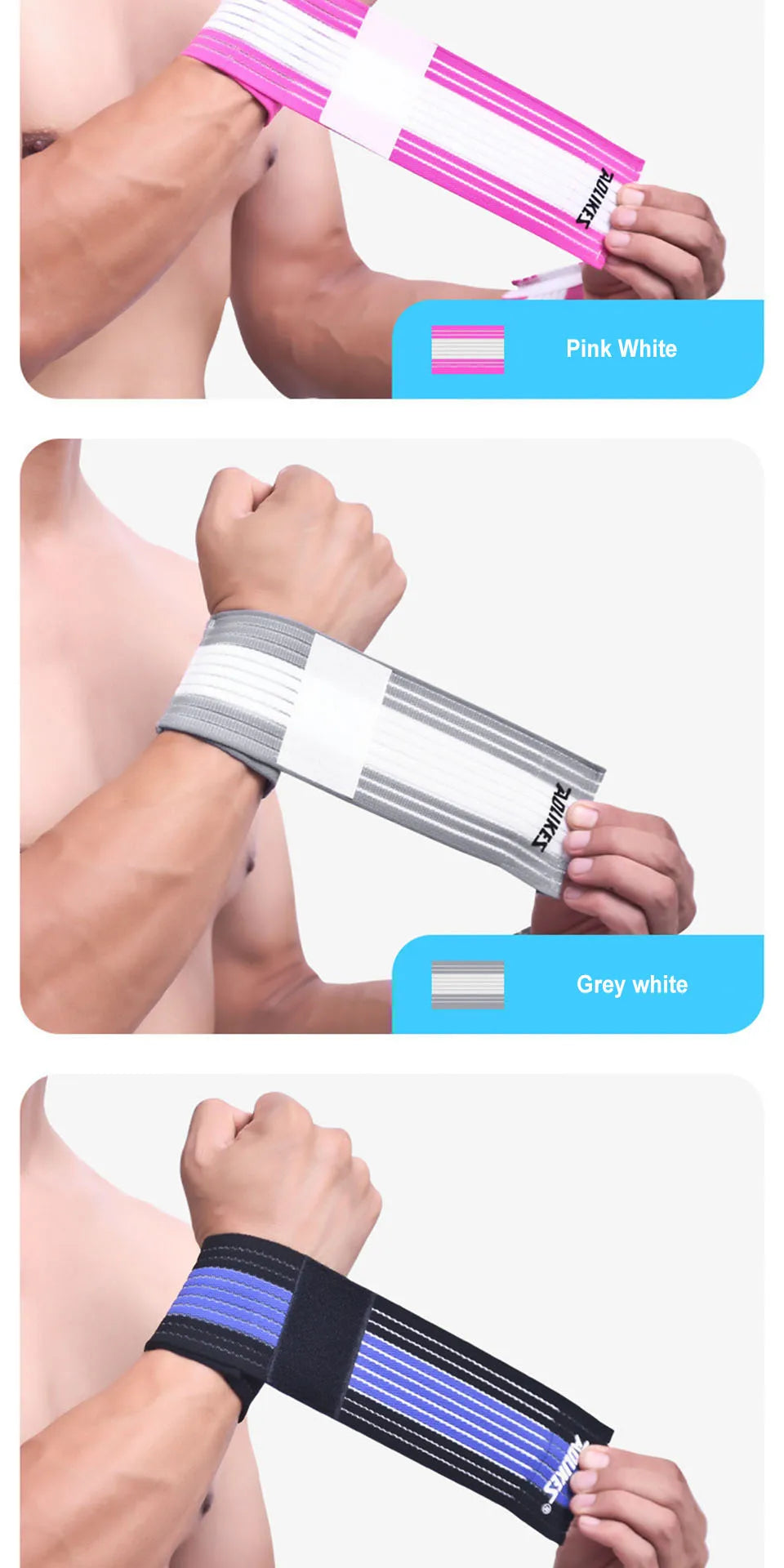 AOLIKES Adjustable Carpal Tunnel Braces, Lightweight Wrist Wraps for Fitness Sports - Working Out, Sweat Absorbent Wristbands