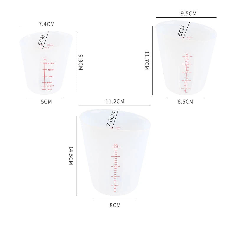Kitchen Measuring Tools Silicone Measure Cup 250ml/500ml Liquid Measuring Cup Dosing Utensils Pink/ White Measuring Jug