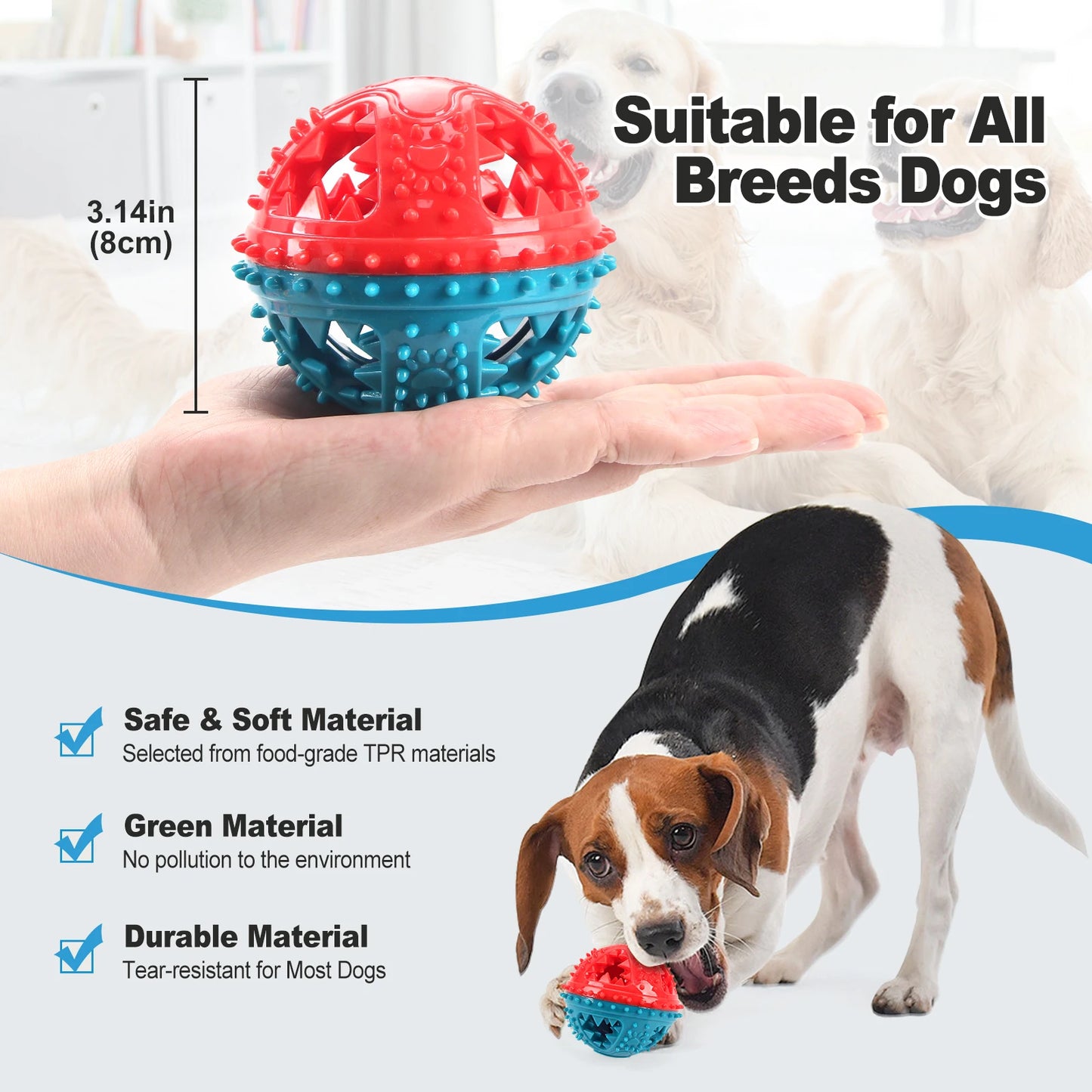 Dog Chew Toys Grinding Teeth Sound Ball Toys Leaking Food Balls Anti Bite Interactive Training Cleaning Teeth Toys Pet Products