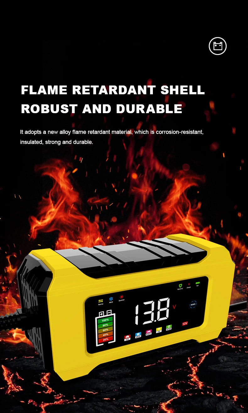 12V 6A Fully Automatic Car Battery Charger Smart Pulse Repair Color Screen for AGM GEL WET Lead Acid Charger LCD Display