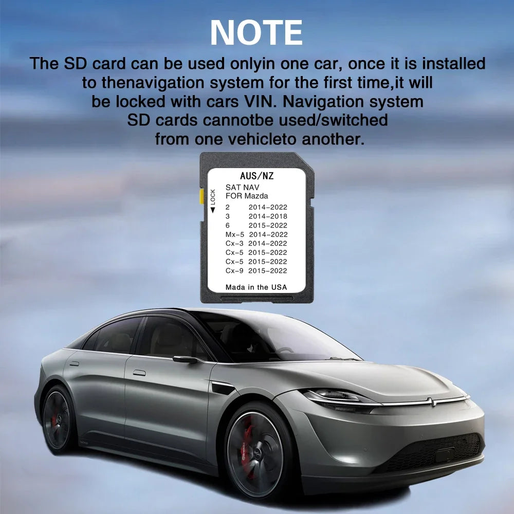 Update 2024 Australia New Zealand maps for Mazda 2 3 6 CX3 CX5 CX8 CX9 MX5 Vehicle Multimedia SD Card Connect System Navigation
