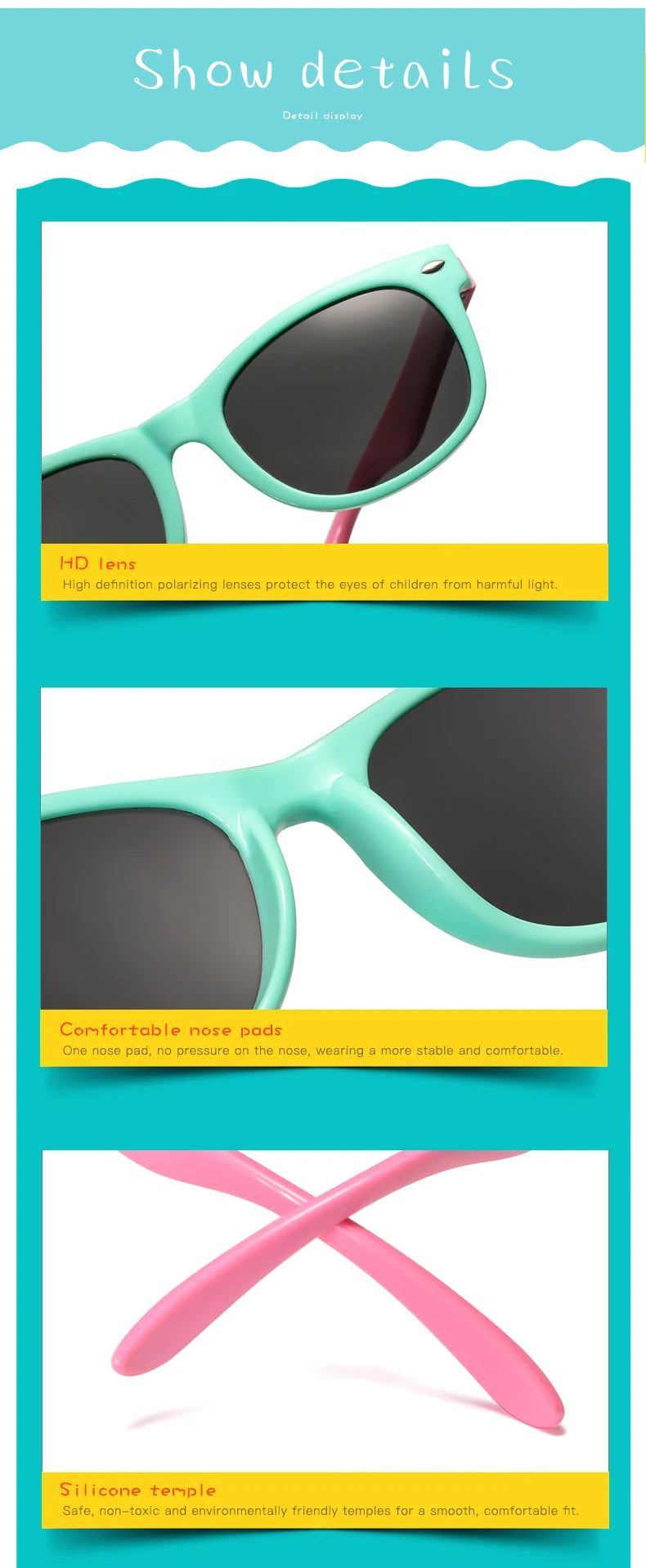 Baby Sunglasses with Glasses Box Boys Girls Outdoor Goggles Sun Glasses AC Lens Safety Glasses and Cases Gift for Kids