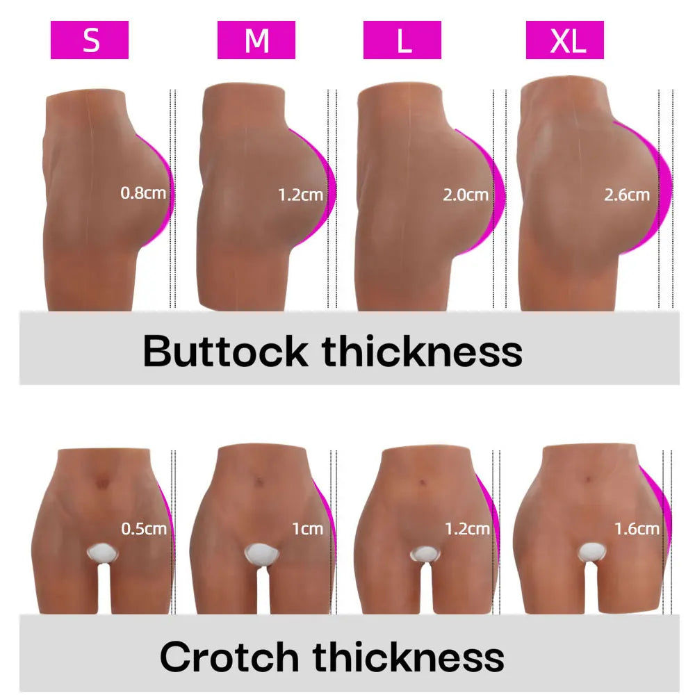 YUERUGOU Oversize Crossdresser Silicone Shape wear Realistic Hip pads and Butt Pads Flexible Hip Enhancer Panties for Drag Queen