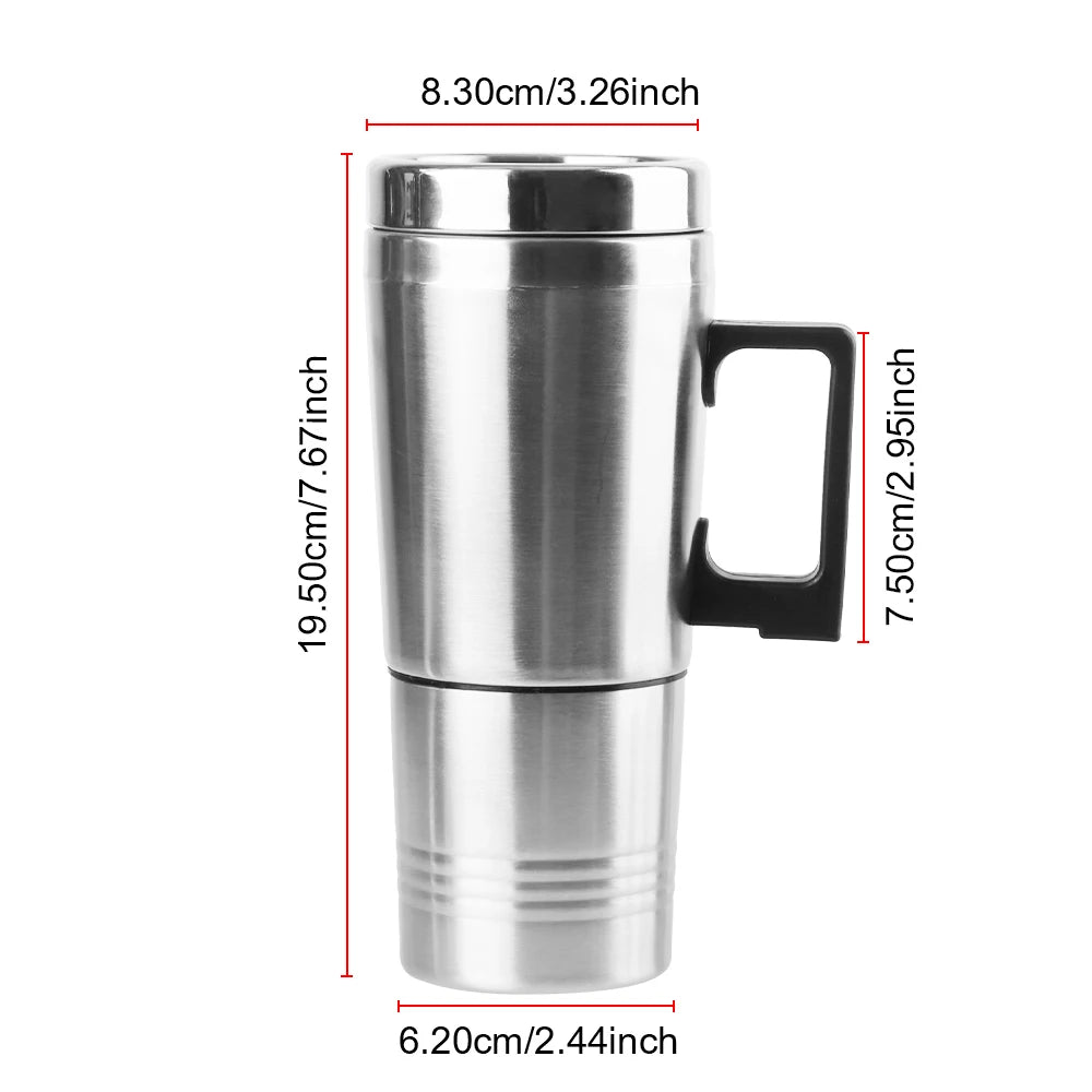 Vehicle Heating Cup Electric Heating Car Kettle 12V/24V 300ml Camping Travel Kettle Stainless Steel