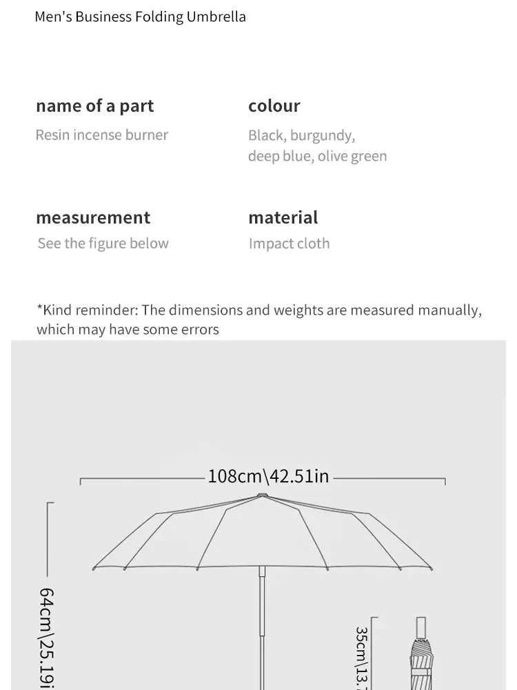 10 Bone Log Handle Automatic Rain Umbrella, Vintage Style Foldable UV Protection, For Men And Women, Suitable For Many Occasions