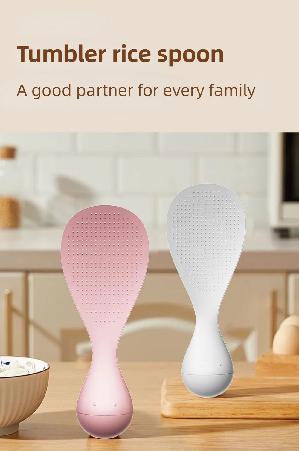 Food Grade Tumbler Rice Spoon Non Stick Standing Rice Spoon Scooper Spatula Multi-purpose Tableware Buffet Cooking Spoons Tools