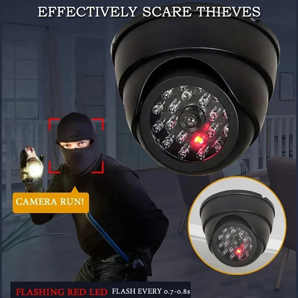 Dummy Fake Camera  with LED Red Light Dome Home Security Surveillance Cameras Simulation Burglar Alarm with Blinking Red LED Cam