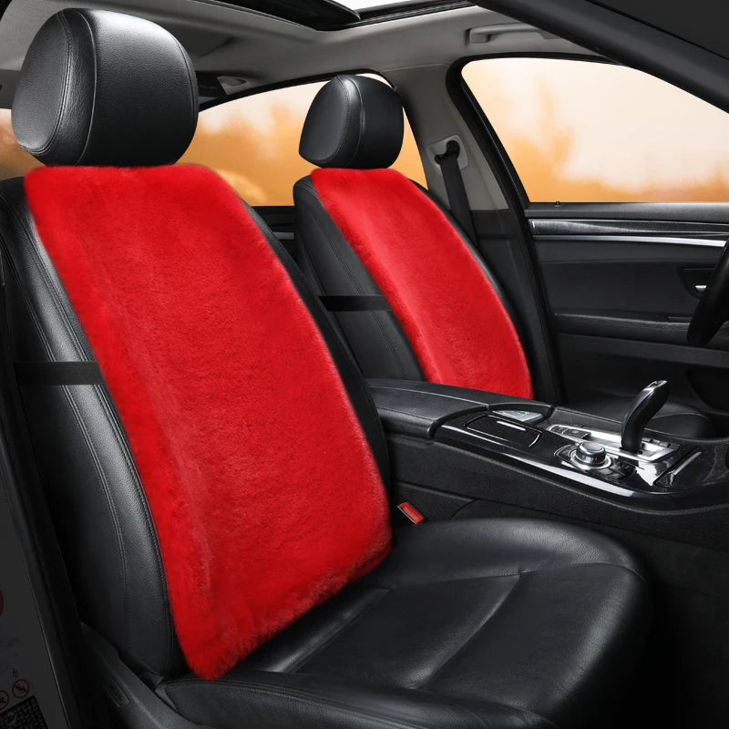 Plush Car Seat Cover Universal Front Backrest Winter Warm Long Faux Fur Non-Slip Seat Cushion Pad  Automobiles Seat Protector