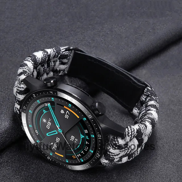 20 22mm Braided Flat Head Universal Watchband Colorful Velcro Style For Galaxy Watch 3/4/5 41/45mm 40/44 42/46mm Gear S3 Band