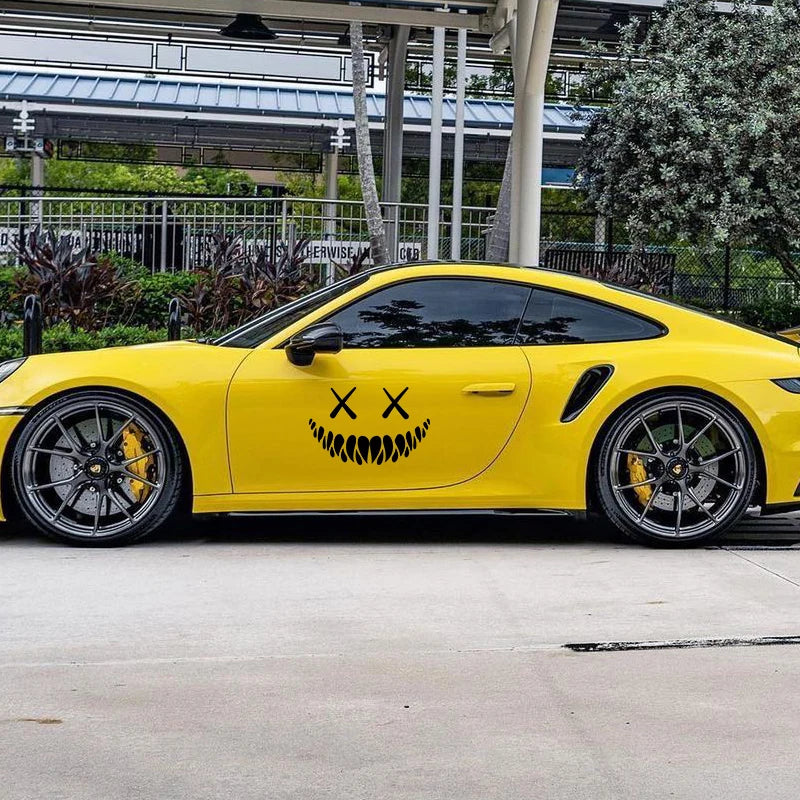 Jpct Fashion Demon Smile Face Decal is used for off-road vehicles, windshield, body, waterproof sticker with a length of 15cm