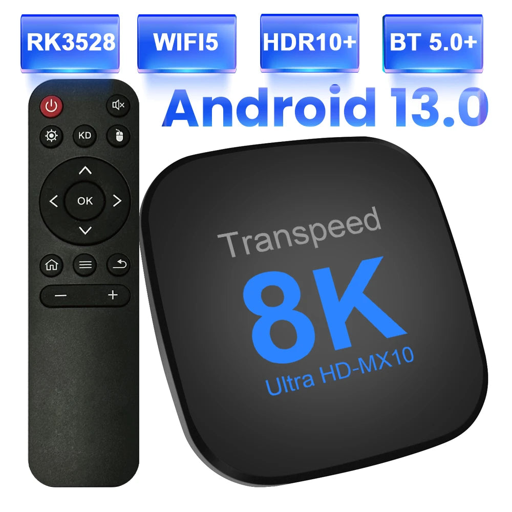 Transpeed ATV Android 13 TV BOX RK3528 With Voice Assistant TV Apps Dual Wifi Quad Core Cortex A53 Support 8K 4K Video BT5.0