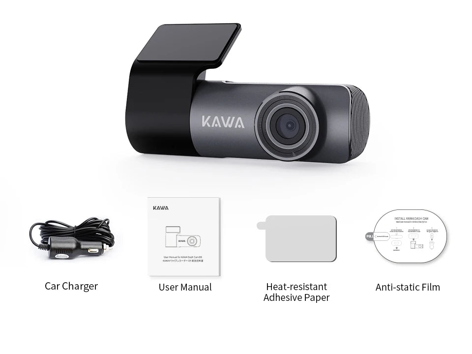 2K Dash Cam For Cars DVR Recorder Front Dash Camera KAWA D5 Emergency Video Recording EN,RU,FR,JP Voice Control WiFi APP Monitor
