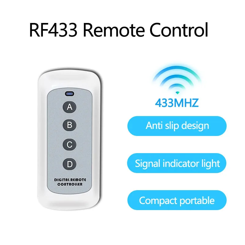 RF Universal Wireless Switch 433MHZ 16A 110V 220V 4KEY Remote Control Relay Receiver Transmitter Module for Garage Gate Door