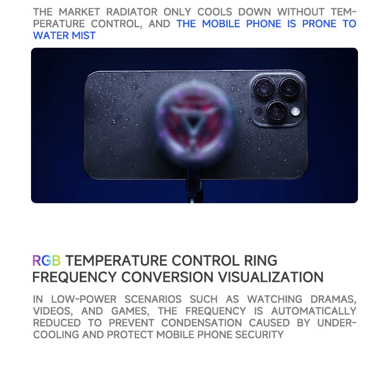 Flydigi B7X Cellphone Cooler Frequency Conversion Super Heat Dissipation Magnetic Radiator RGB Light For Iphone Ipad Android
