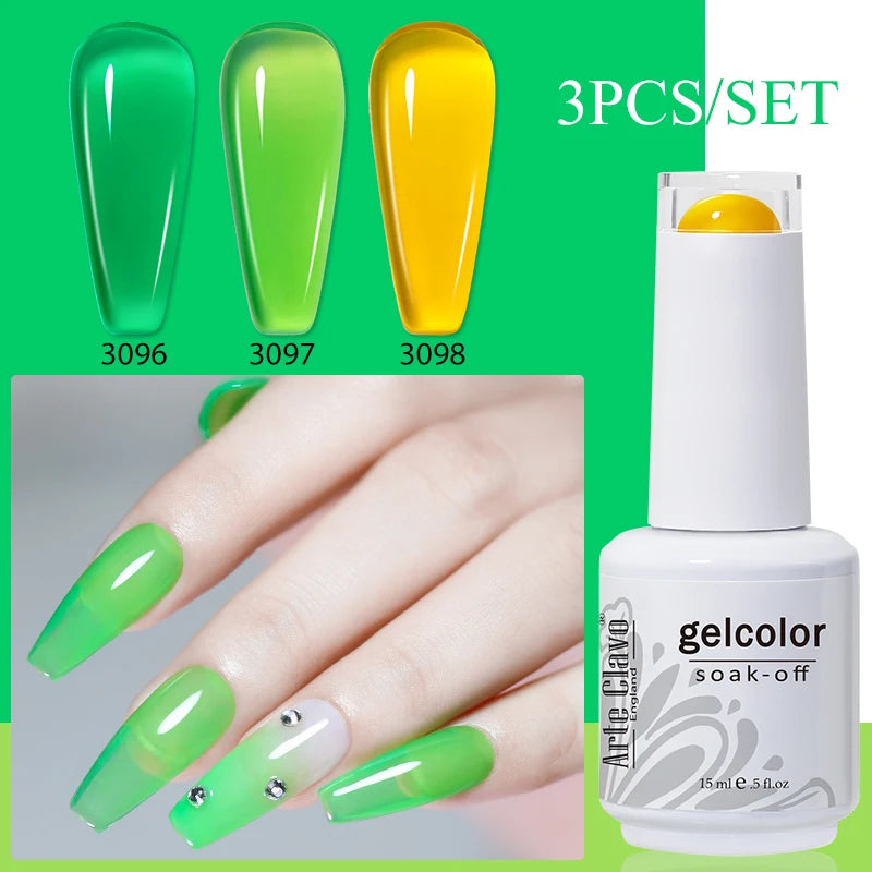 3PCS/Set Arte Clavo Gel Nail Polish Kit 15ml Nail Art UV LED Gel Set For Manicure Long Lasting Gel Polish Set Soak off Varnishes