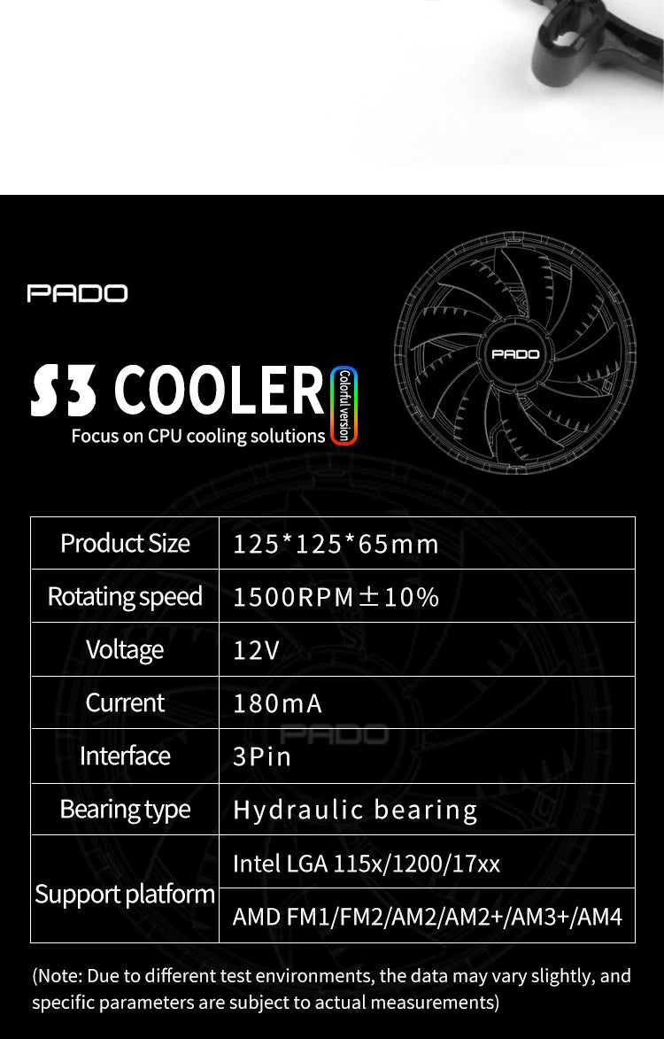 Aigo S3 CPU Cooling Processor Air Cooler Fan RGB PWM Hielera Intel LGA 1155 1700 1200 1151 AMD AM3 AM4 PC Gamer Led Fan 120mm