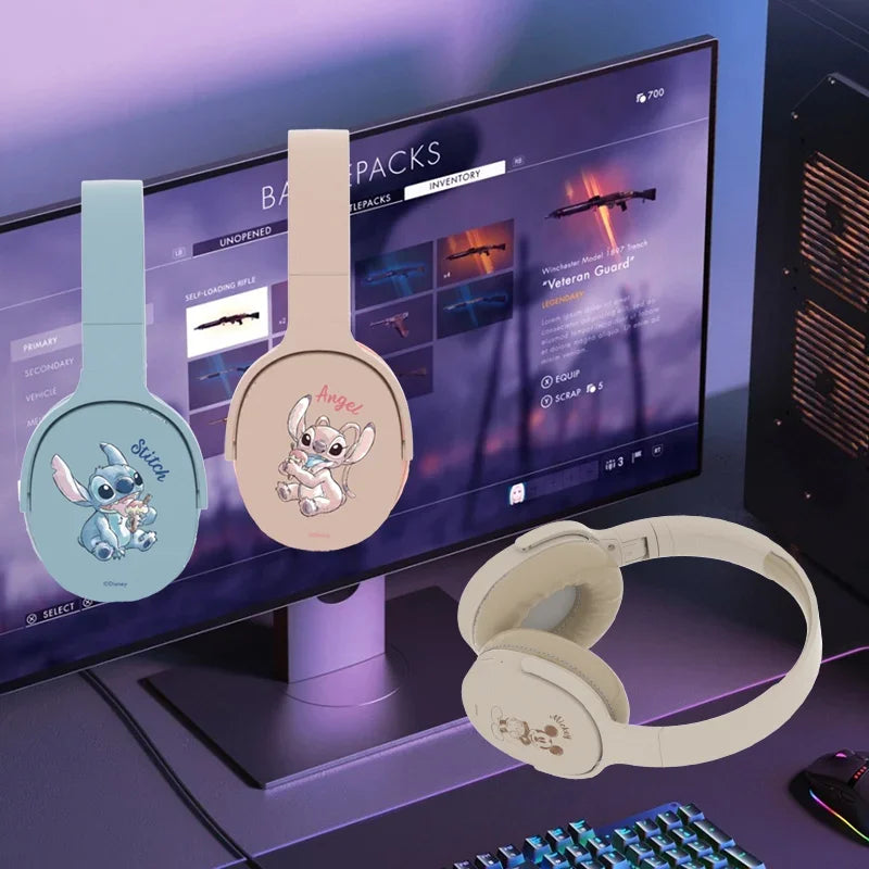 Disney P2961 Stitch Wireless Bluetooth Headphones Over Ear HiFi Stereo Headset Gamer Music Sports Earphones TF/AUX with HD Mic