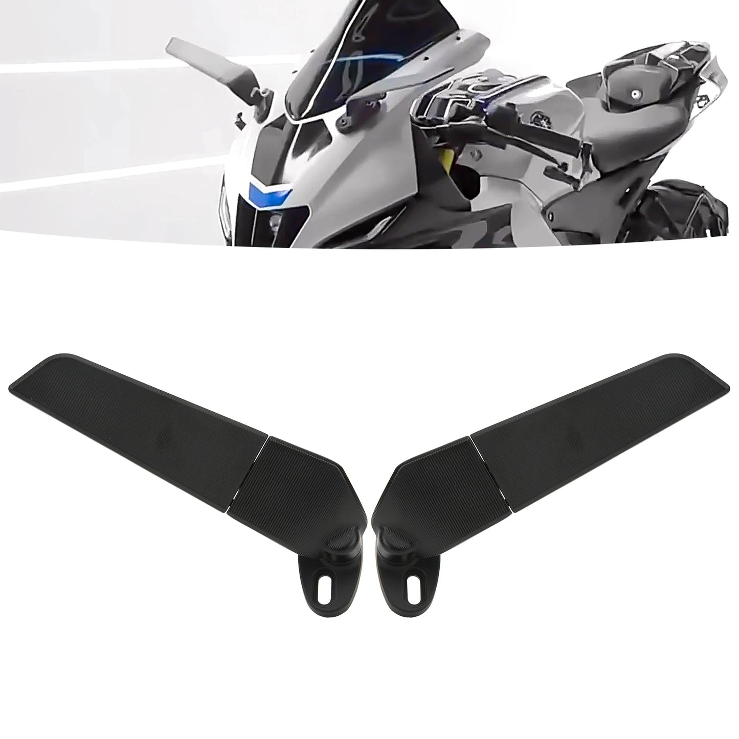 2pcs Motorcycle Rearview Mirror Adjustable Rotating Wind Wing Mirror Replacement for Ninja 250 300 H2 H4