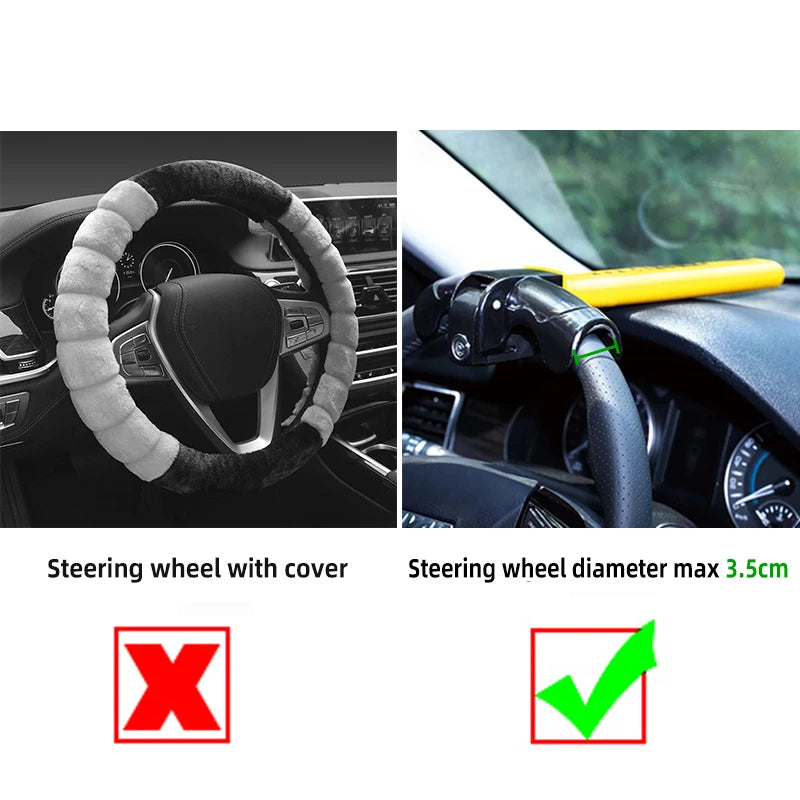 Car Steering Wheel Lock Heavy Duty Stainless Lock Universal Anti-theft Car/Van Security Rotary Enhance Automobile Security