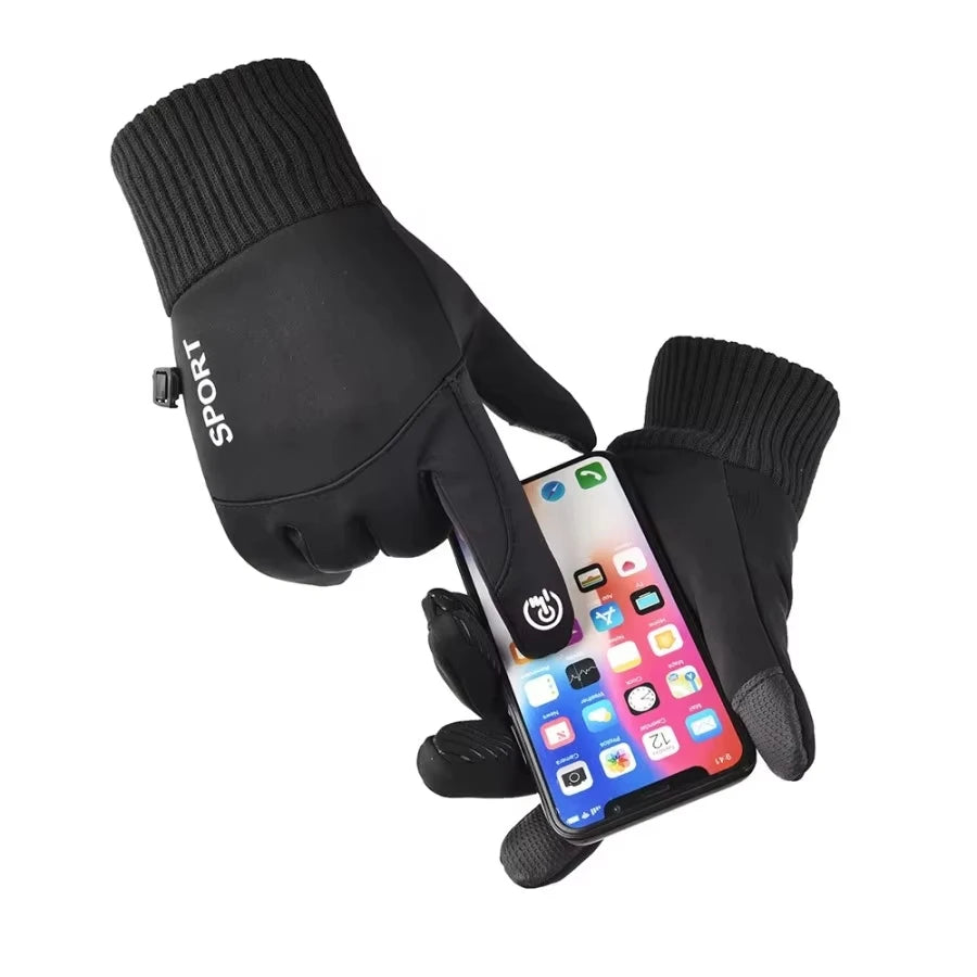 Autumn Winter Outdoor Cycling Gloves Gym Fitness Sports Running Warm Touch Screen Nonslip Gloves Motorcycle Gloves Men Black