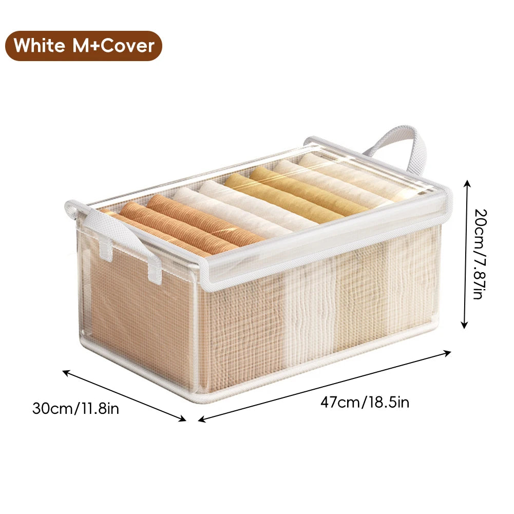 Foldable Anti Mold Transparent Clothing Storage Bag with Lid for Seasonal Storage, Moving Packaging,wardrobe Storage,and Storage