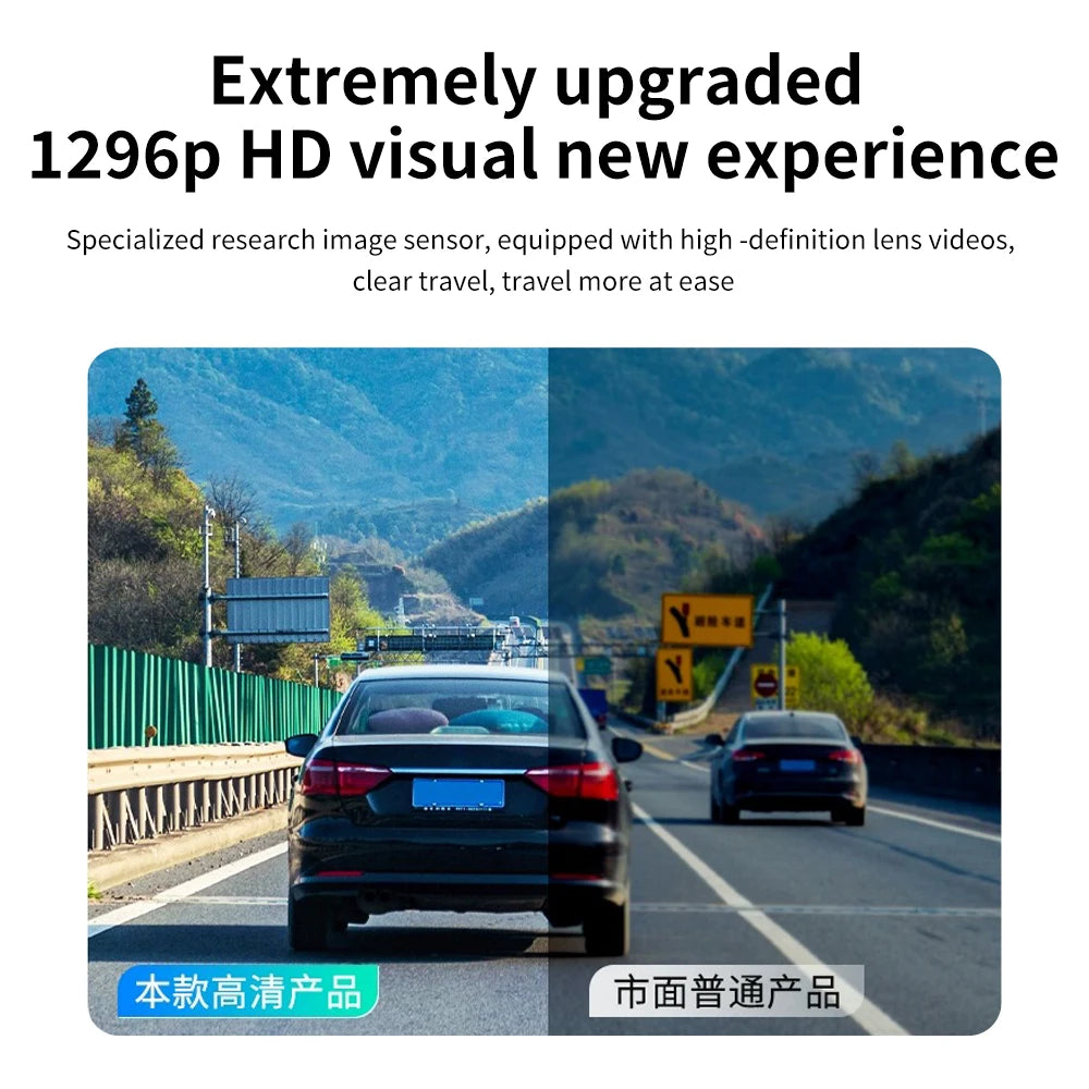 HP Car Recorder F490W 1296P HD Car Camera HD Night Vision Parking Monitoring Car WiFi Car DVR Video Loop Recording