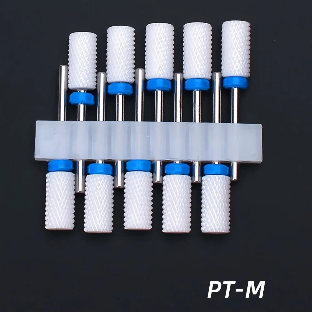 10pcs Ceramic Nail Drill Bits Set, Electric Manicure & Pedicure Milling Cutter, For Nail Polishing Machine