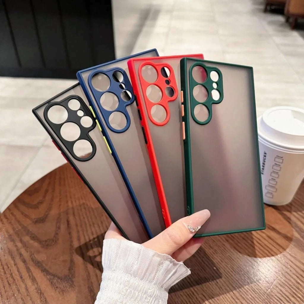 Shockproof Matte Transparent Case For Samsung Galaxy S24  S23 S22 S21 S20 Ultra Plus FE Note 20 10 A52 A71 A53  A34 S25 5G Cover