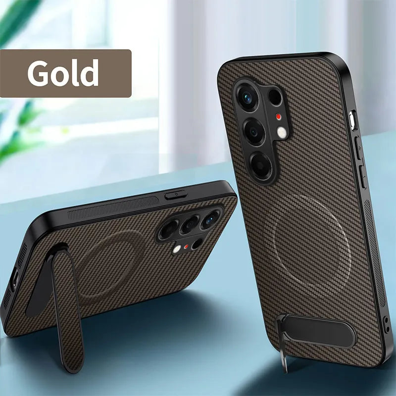 For Tecno Camon 50 40 Pro Plus Case Carbon Fiber Texture Magnetic Bracket PC Cover For Tecno Camon 40C Shockproof Bumper Funda