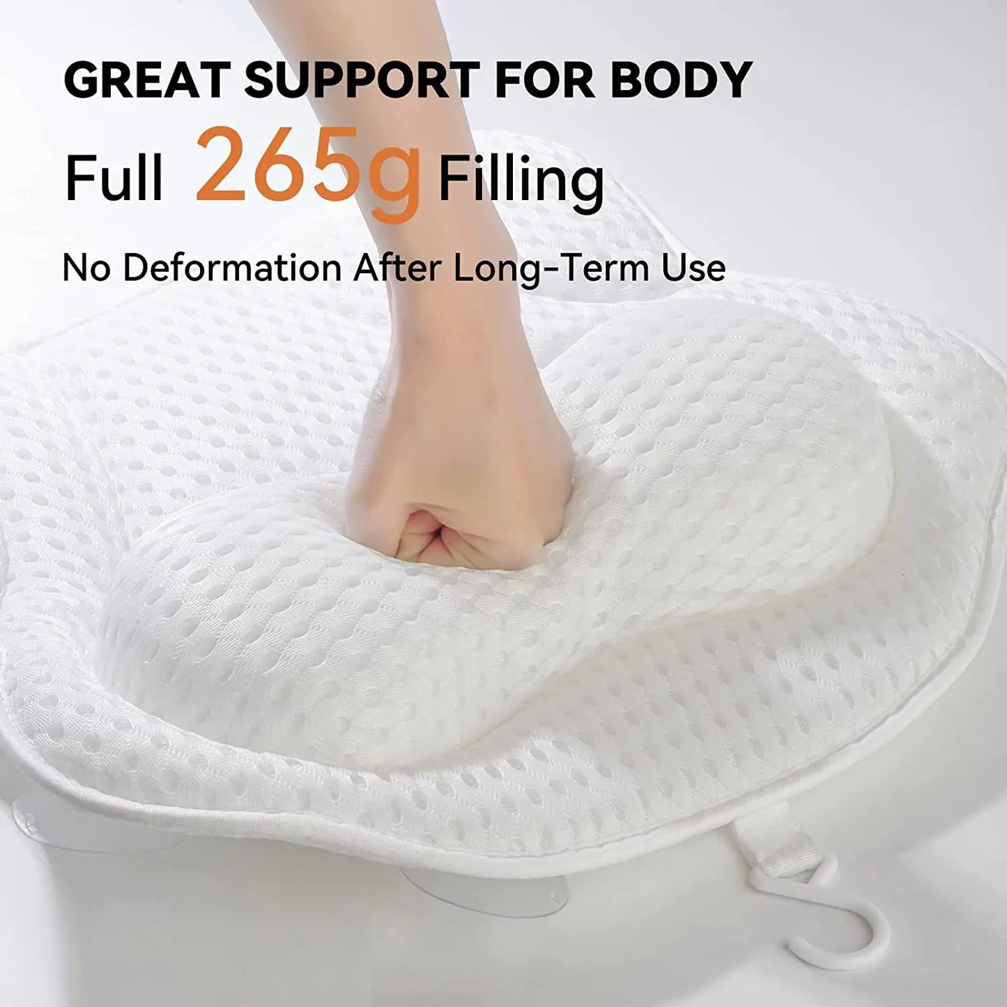 Bathtub Pillow for Tub, Bath Pillow for Neck & Back Support with Strong Suction Cups, Soft Spa Bath Pillow