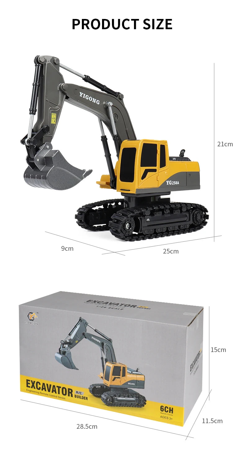 2024 New 11CH RC Excavator 1:20 Remote Control Truck 2.4G RC Crawler Engineering Vehicle Excavator Truck Radio Control Toys Gift