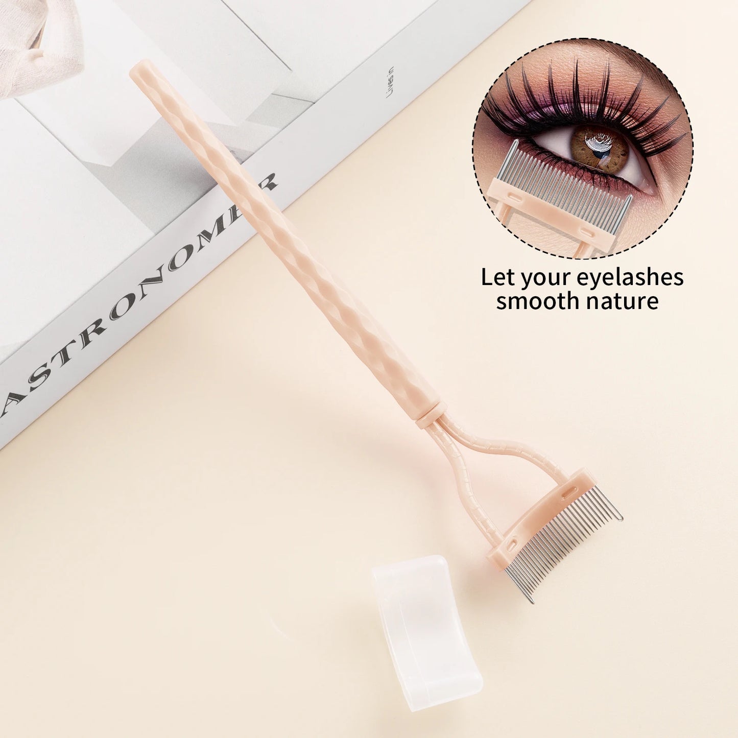 1-pack eyelash comb, eyelash separator - curved design, curling eyelashes to fit the eye shape, makeup tool with protective case