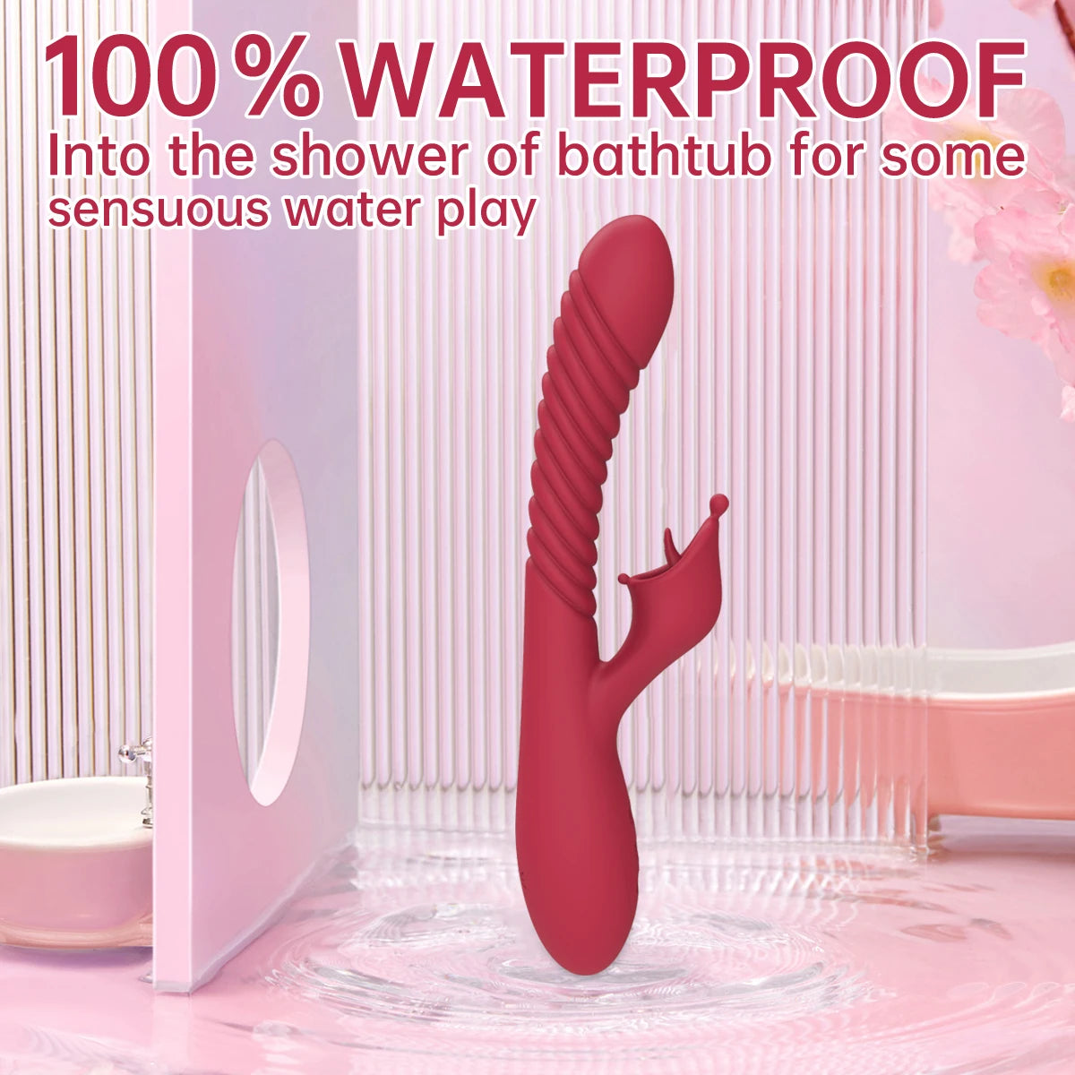 Silicone Tongue Licker Vibrator 10 Vibration Modes Dual G-spot Powerful Vibrating Massager Adult Sex Toys, Ladies Sexy Toys