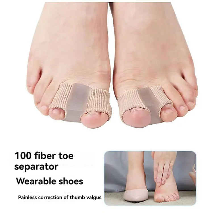 2 PCs Toe Separator Fiber Double Hole Gel Block Big Toe Separator Silicone Men'S And Women'S Fiber Double Hole Set Toe Orthotics
