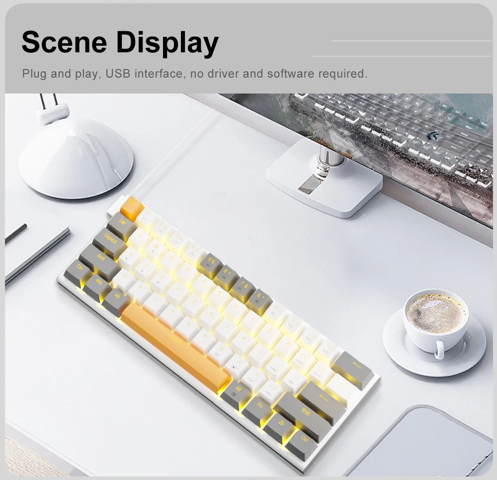 E-YOOSO Z11 USB Mechanical Gaming Wired Keyboard Red Switch 61 Keys Gamer Russian Brazilian Portuguese for Computer PC Laptop