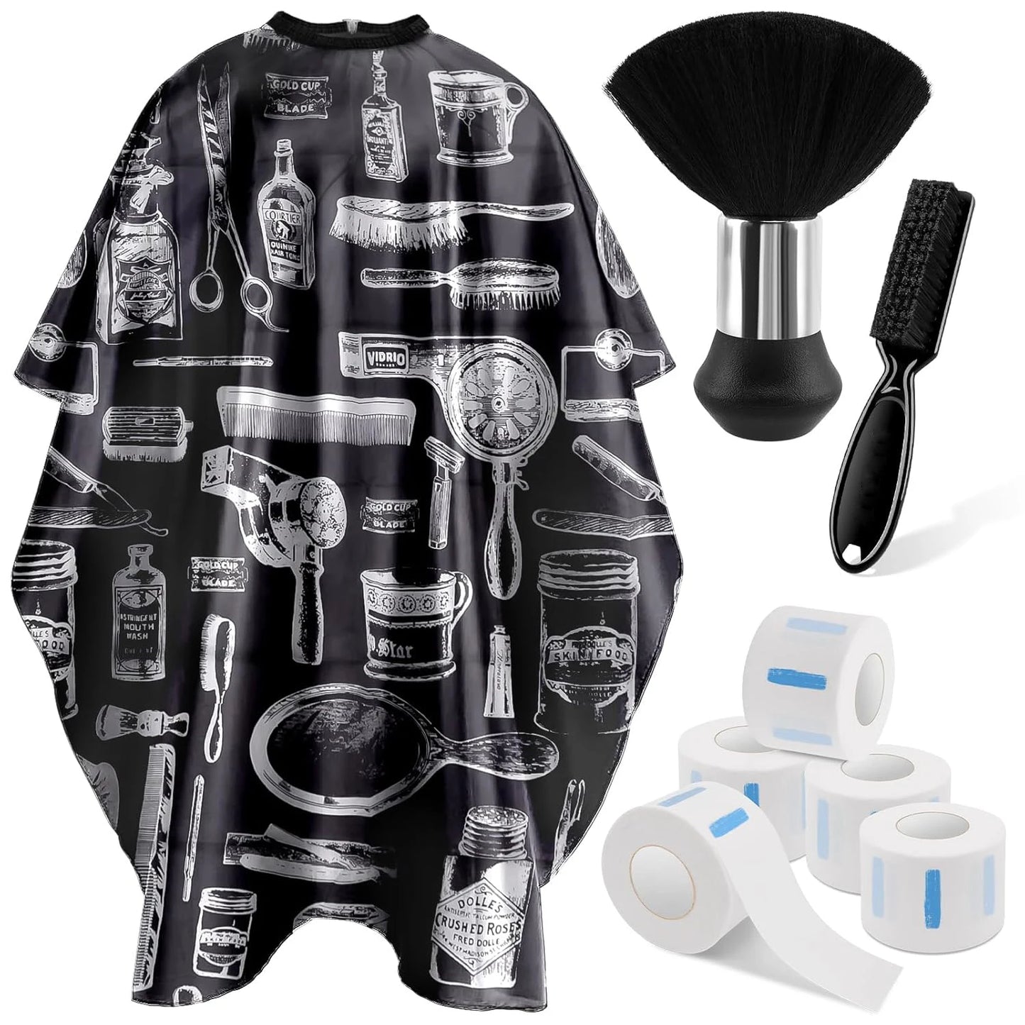 Professional Barber's Tools 3/8-Piece Set Hair Cutting Cape Neck Duster Hair Brush–Premium Salon Haircut Styling Accessories