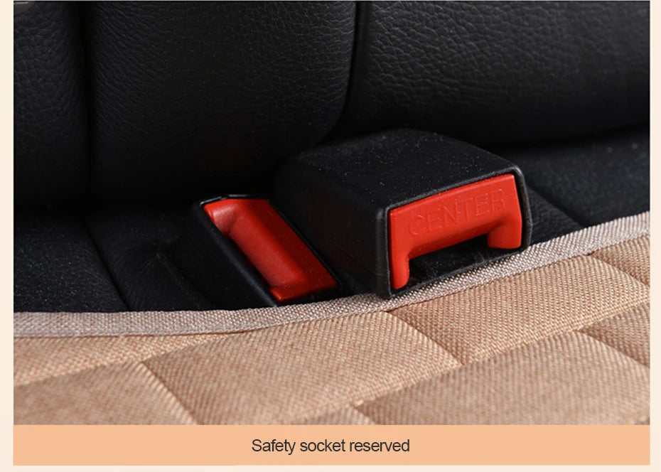 Flax Car Seat Cover Four Seasons Front Rear Linen Fabric Cushion Breathable Seat Protector Mat Pad for Auto Interior Accessories