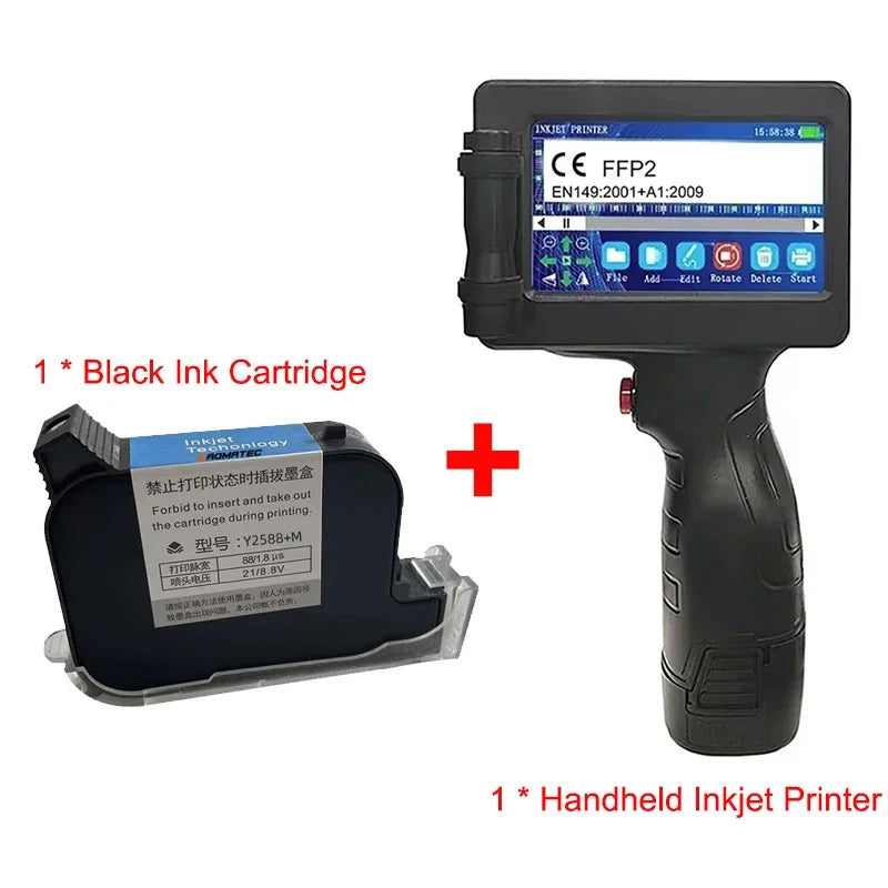 Portable Handheld Inkjet Printer 12.7mm Label QR Bar Batch Code Date Number Logo Expiry Date Coding Machine 28 Languages