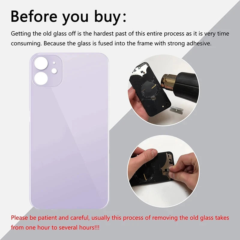 Back Glass For iPhone 11 A2221,A2111,A2223,Back Glass Replacement Back Glass Rear Battery Cover For Phone Housing With Free Gift