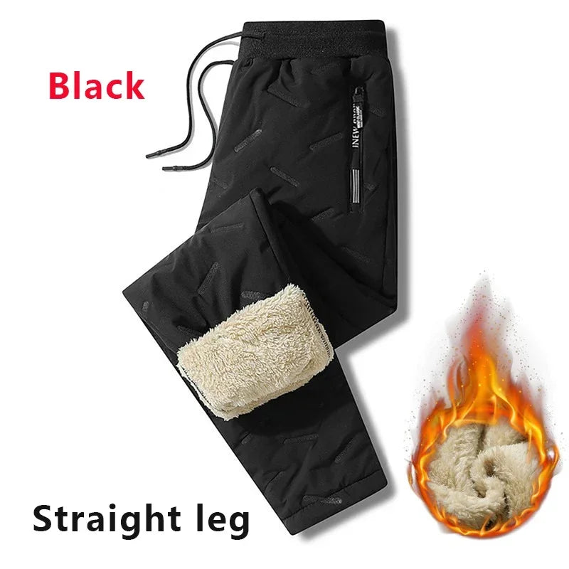 Winter Sweatwear Men Plush Thick Sport Sweatpant Lambswool Thermal Trousers Casual Pants Waterproof Windproof Warm Cotton Pants