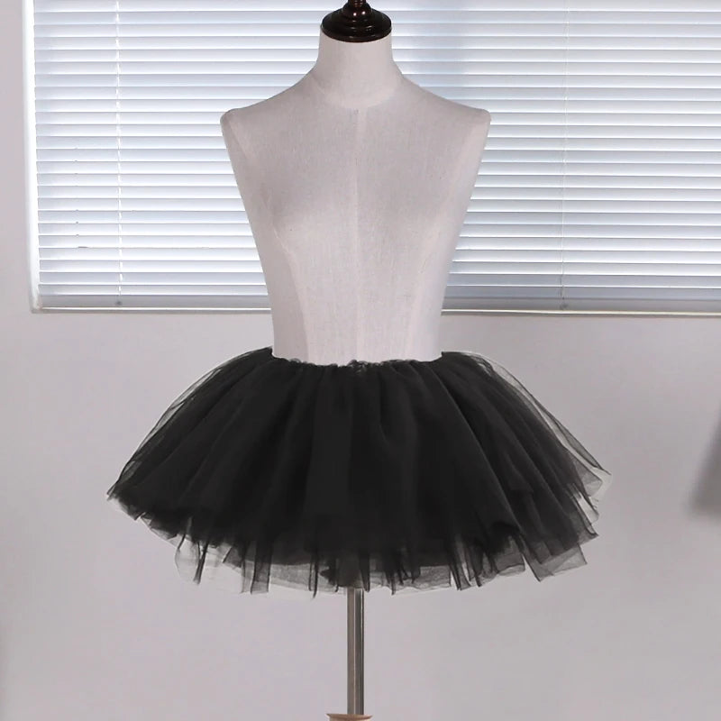 White Black Puffy Tulle Lolita Underskirt Women Cosplay Ballgown Kids Bridal Boneless Petticoats Tutu Dress