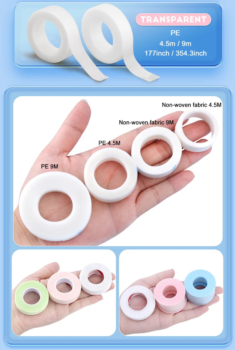 2/8PCS Micropore Lash Tape Eyelash Extension Supplies Transparent 4.5/9m Breathable Easy To Tear Medical Tapes Lash Makeup Tool