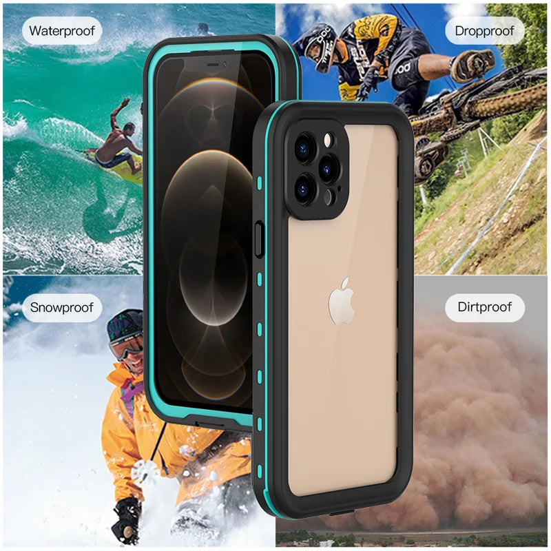 IP68 Waterproof For IPhone 16 15 14 13 12 11 Pro Max XS XR 7 8 Case RedPepper Clear Cover Diving Underwater Swim Outdoor Sports