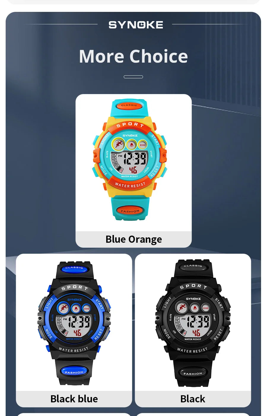 SYNOKE Student Sport Watches For Kids Colorful Electronic Watches Waterproof Clock Children Digital Watch For Boys Girls