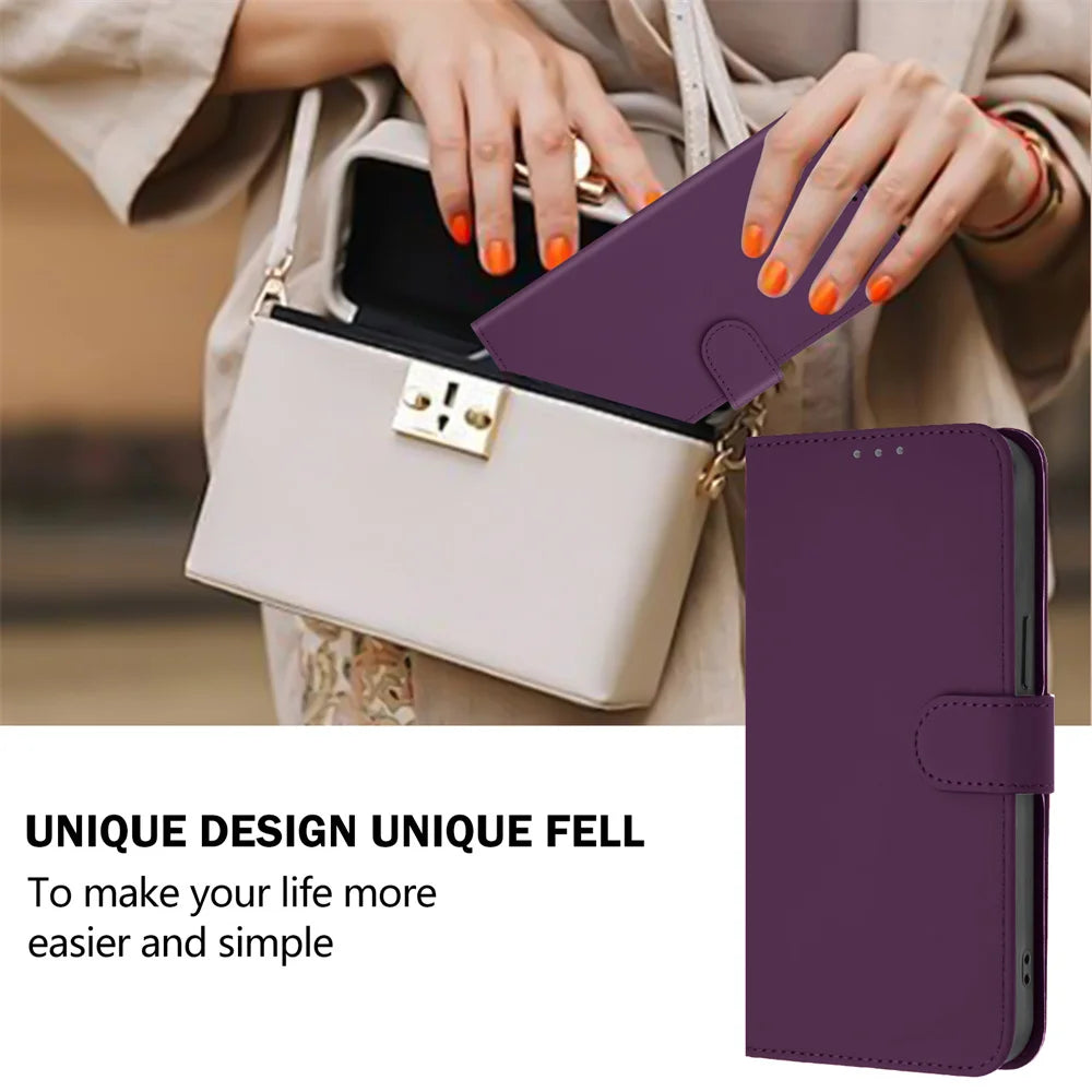 Flip Leather Phone Case for VIVO V40 V40e V40 SE V50 V50e V60 Lite T4X T4 T3X T2 Case Pinkycolor Wallet Back Cover