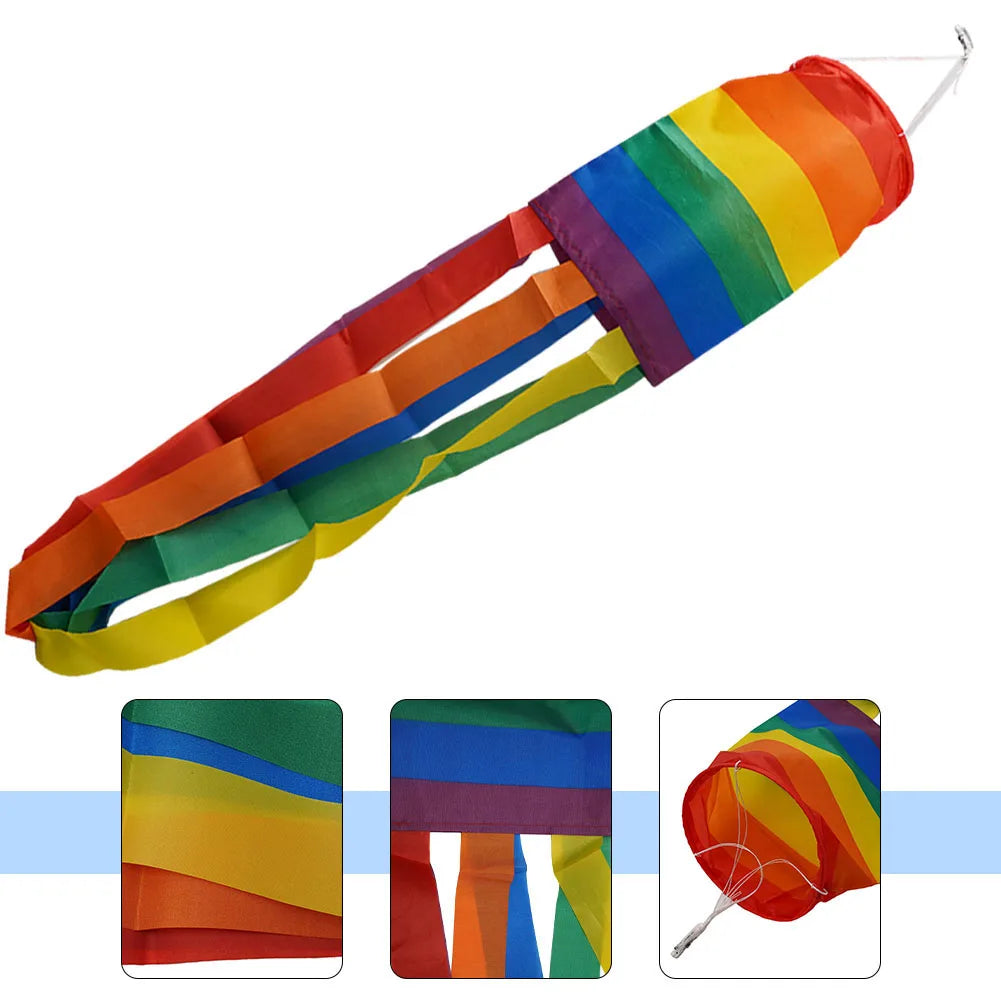 100D FABRIC 35 X 5 X 5 Inch 5 Feet Porch Deck 88 X 13 X 13cm Party Decoration Polyester Rainbow Windsock Backyard
